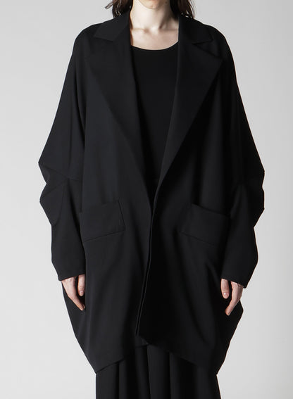 WOOL GABARDINE ELBOW PATCH LONG JACKET