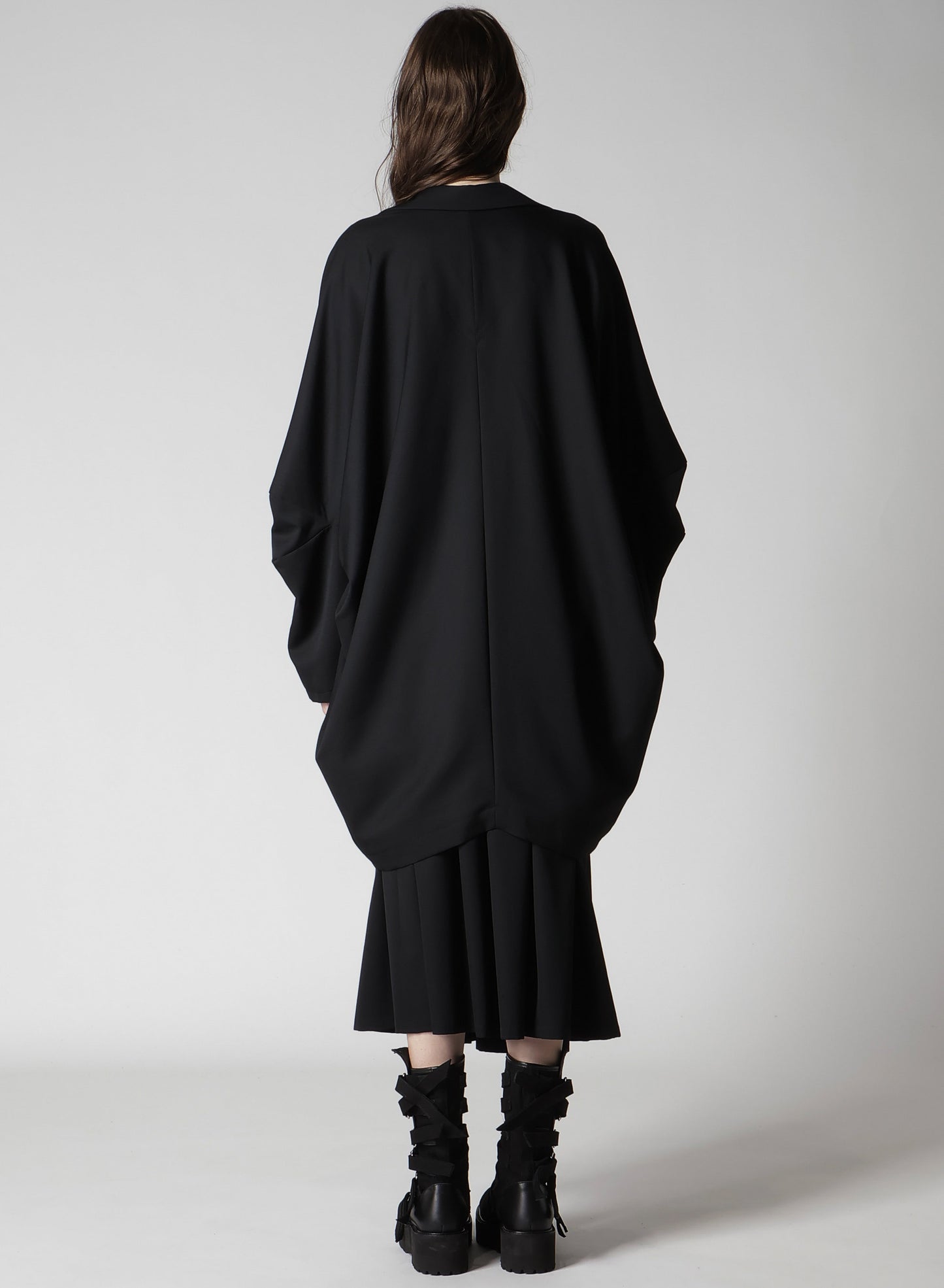 WOOL GABARDINE ELBOW PATCH LONG JACKET