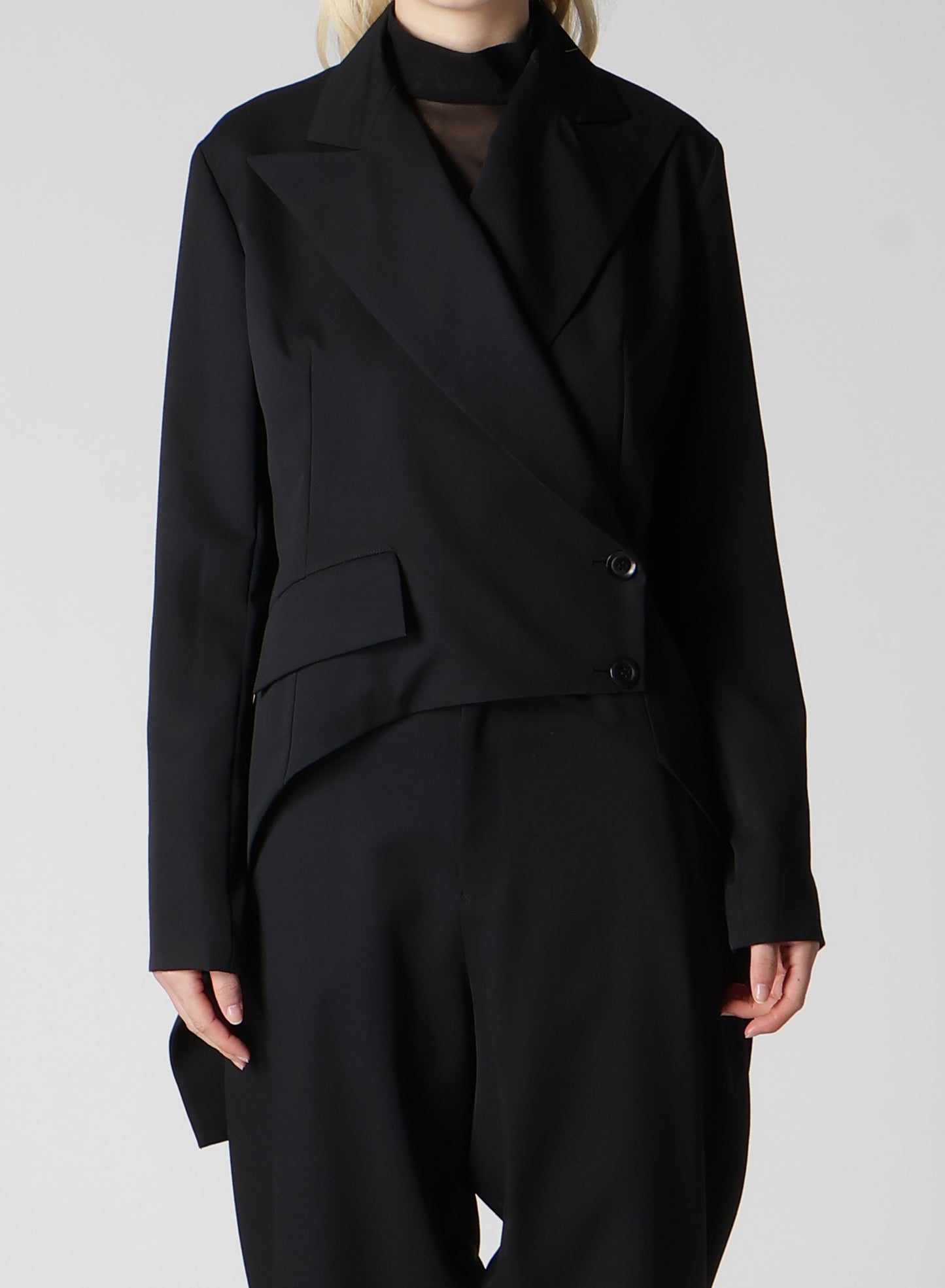 WOOL GABARDINE BACK LONG JACKET