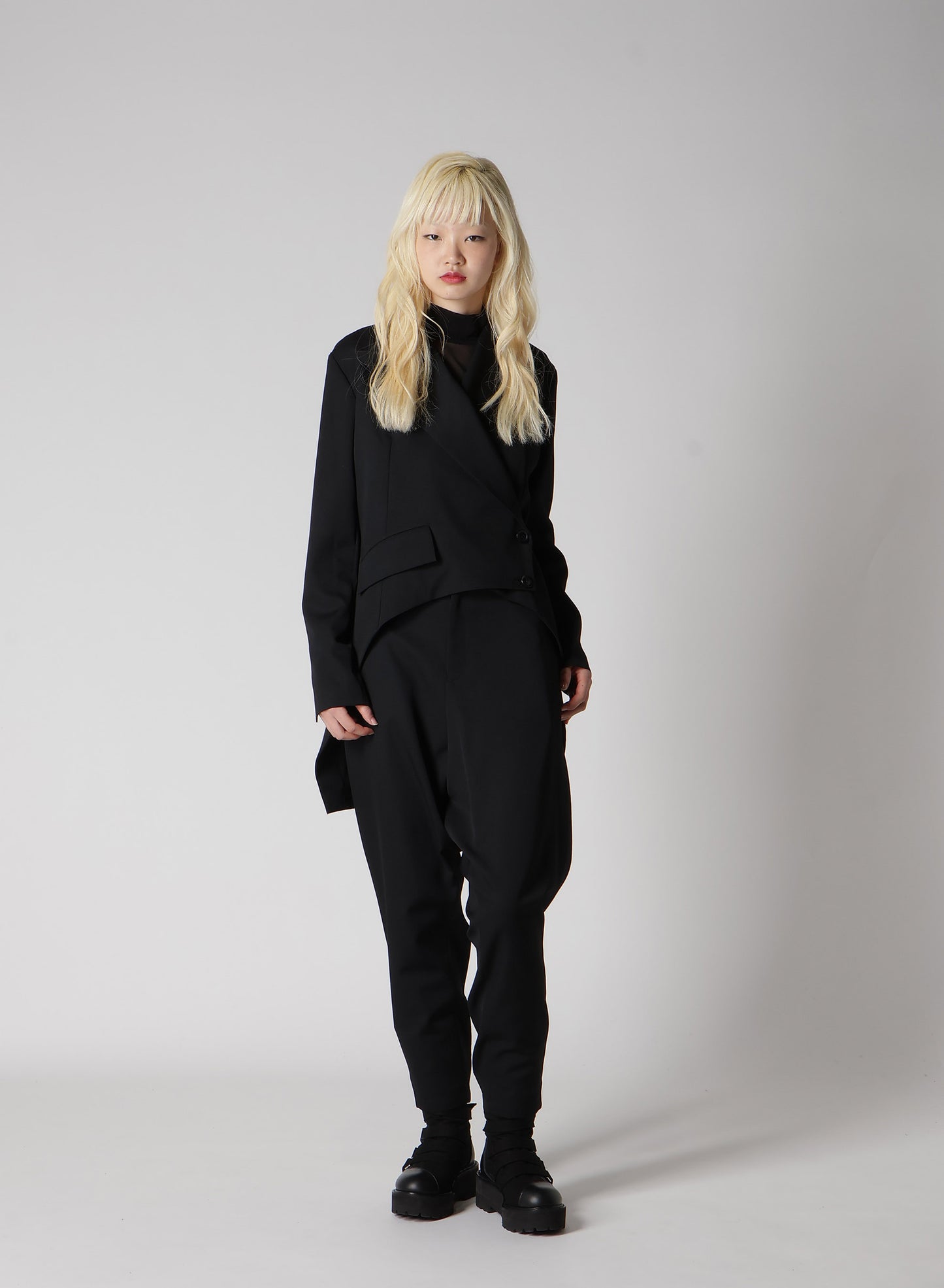WOOL GABARDINE BACK LONG JACKET