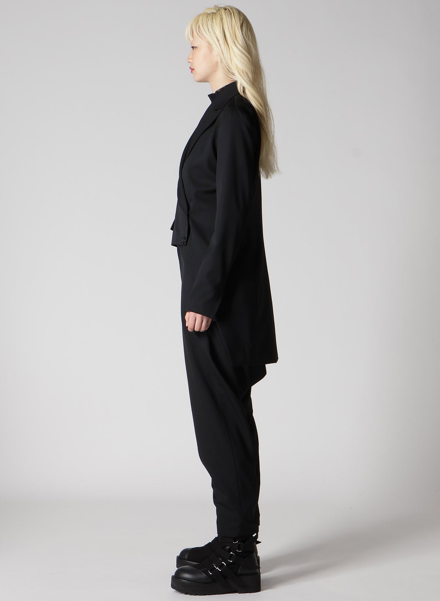 WOOL GABARDINE BACK LONG JACKET