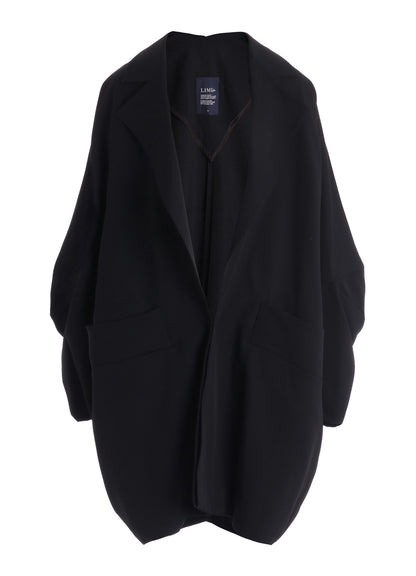 WOOL GABARDINE ELBOW PATCH LONG JACKET