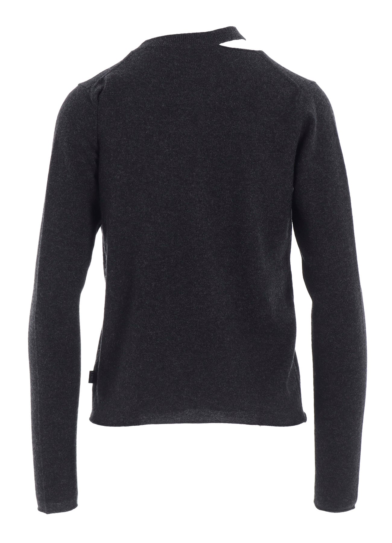 CASHMERE SINGLE JERSEY ROUND NECK SLIT KNIT