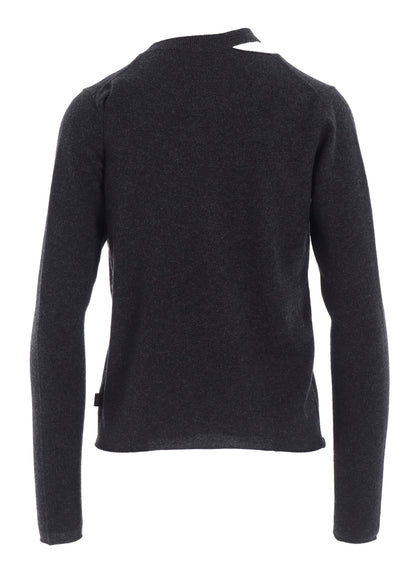 CASHMERE SINGLE JERSEY ROUND NECK SLIT KNIT