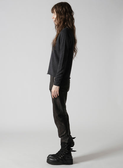 CASHMERE SINGLE JERSEY ROUND NECK SLIT KNIT