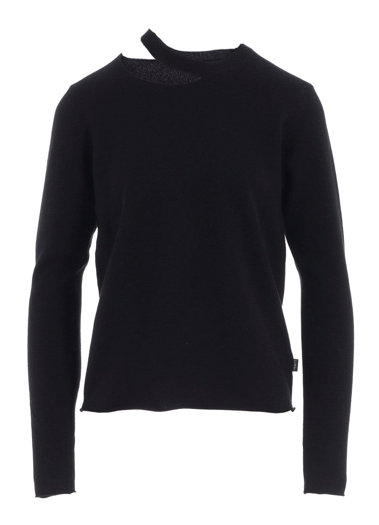 CASHMERE SINGLE JERSEY ROUND NECK SLIT KNIT