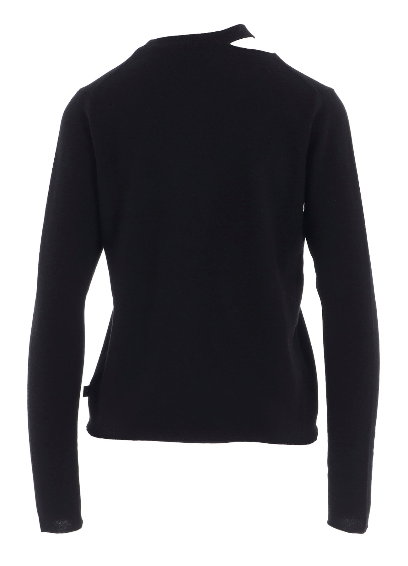 CASHMERE SINGLE JERSEY ROUND NECK SLIT KNIT