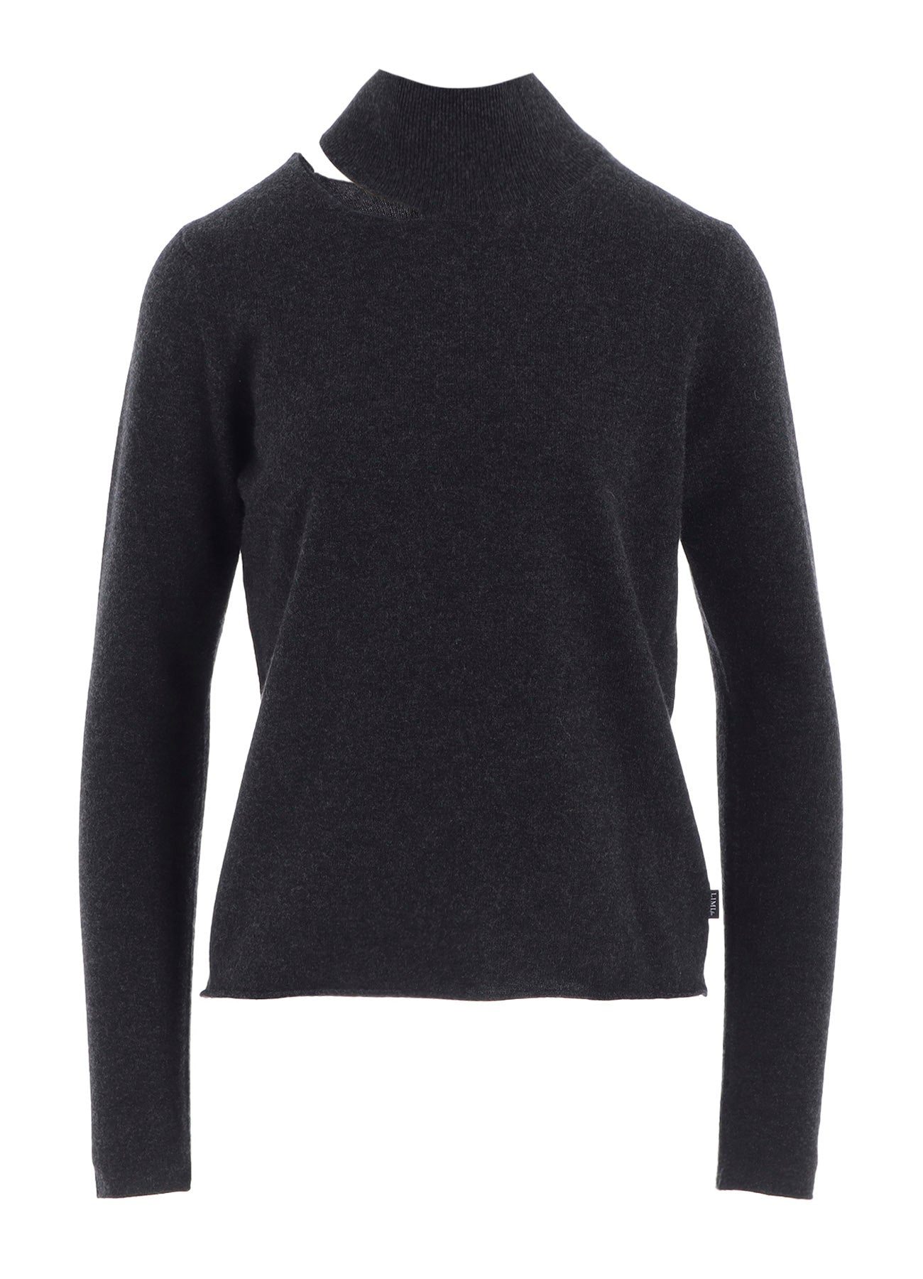 CASHMERE SINGLE JERSEY HIGH NECK SLIT KNIT