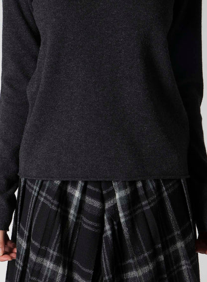 CASHMERE SINGLE JERSEY HIGH NECK SLIT KNIT