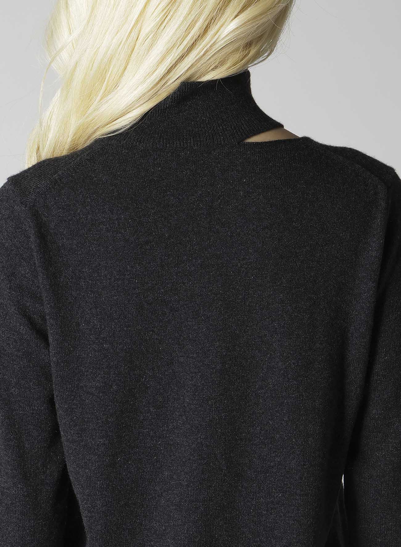 CASHMERE SINGLE JERSEY HIGH NECK SLIT KNIT