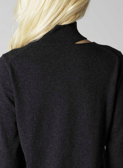 CASHMERE SINGLE JERSEY HIGH NECK SLIT KNIT
