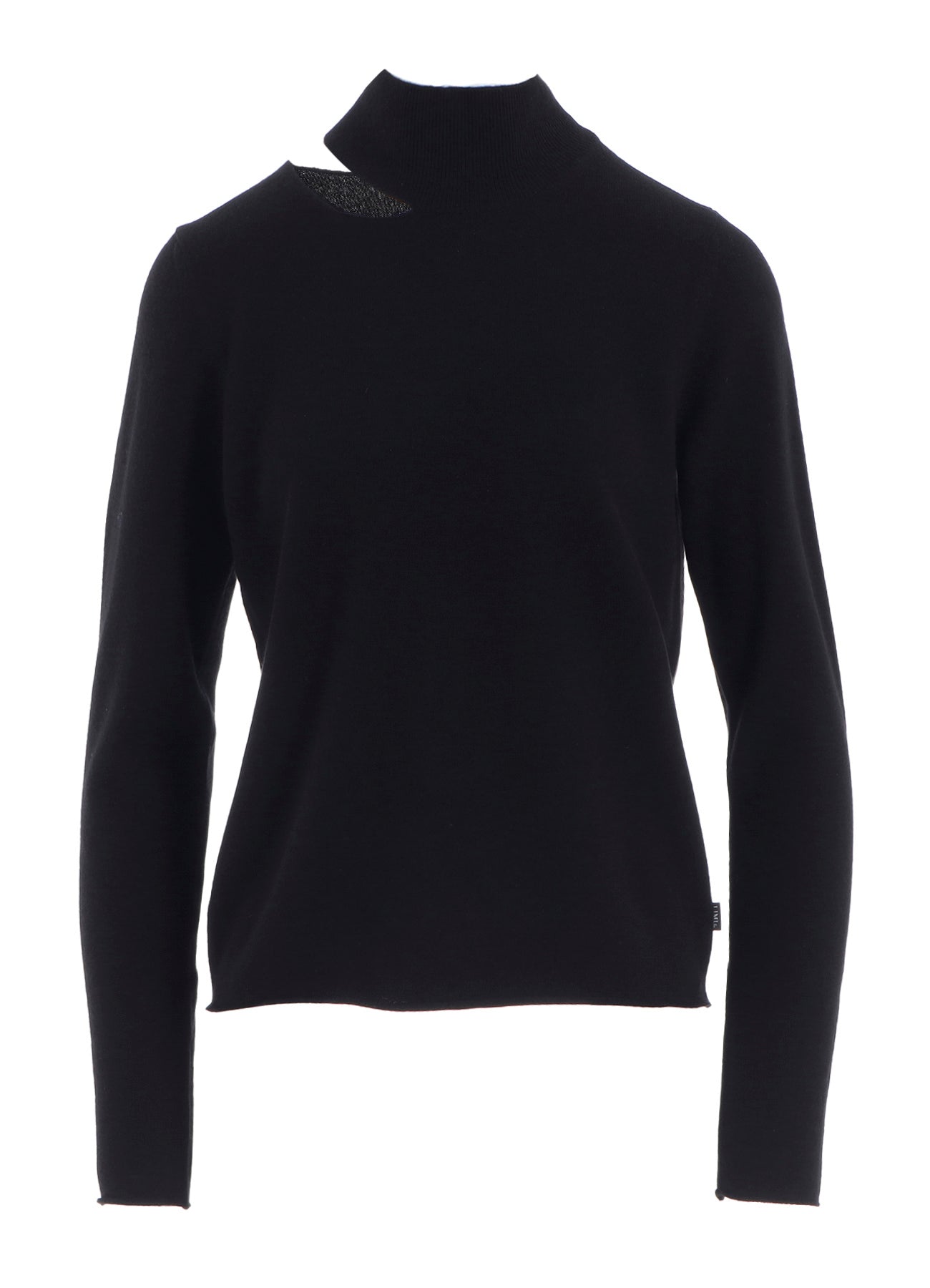 CASHMERE SINGLE JERSEY HIGH NECK SLIT KNIT