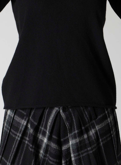 CASHMERE SINGLE JERSEY HIGH NECK SLIT KNIT
