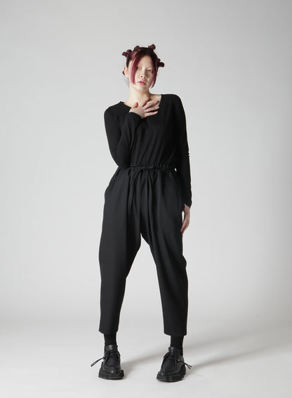 WOOL GABARDINE ELASTIC WAIST PANTS