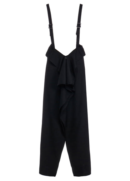 WOOL GABARDINE SQUARED SUSPENDER SKIRT