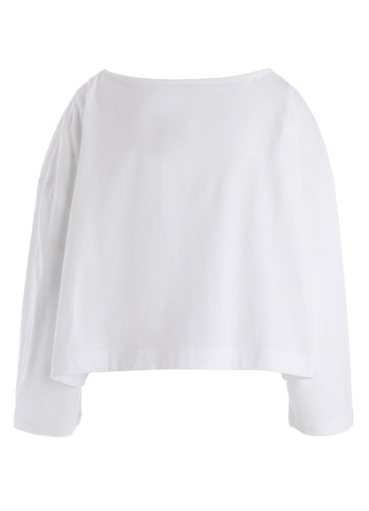 RIBBON TAPE DETAIL LONG-SLEEVE LONG T-SHIRT