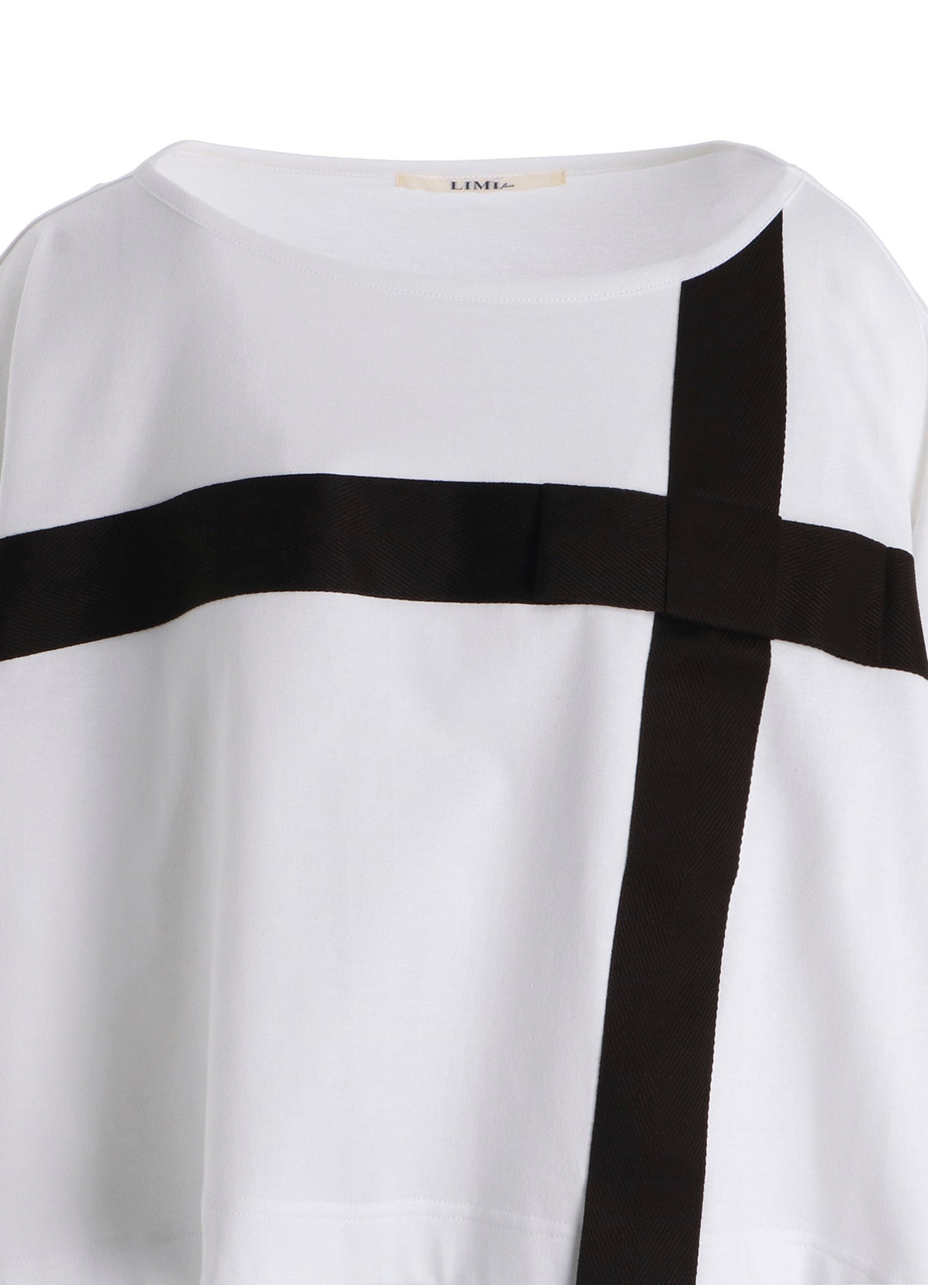RIBBON TAPE DETAIL LONG-SLEEVE LONG T-SHIRT