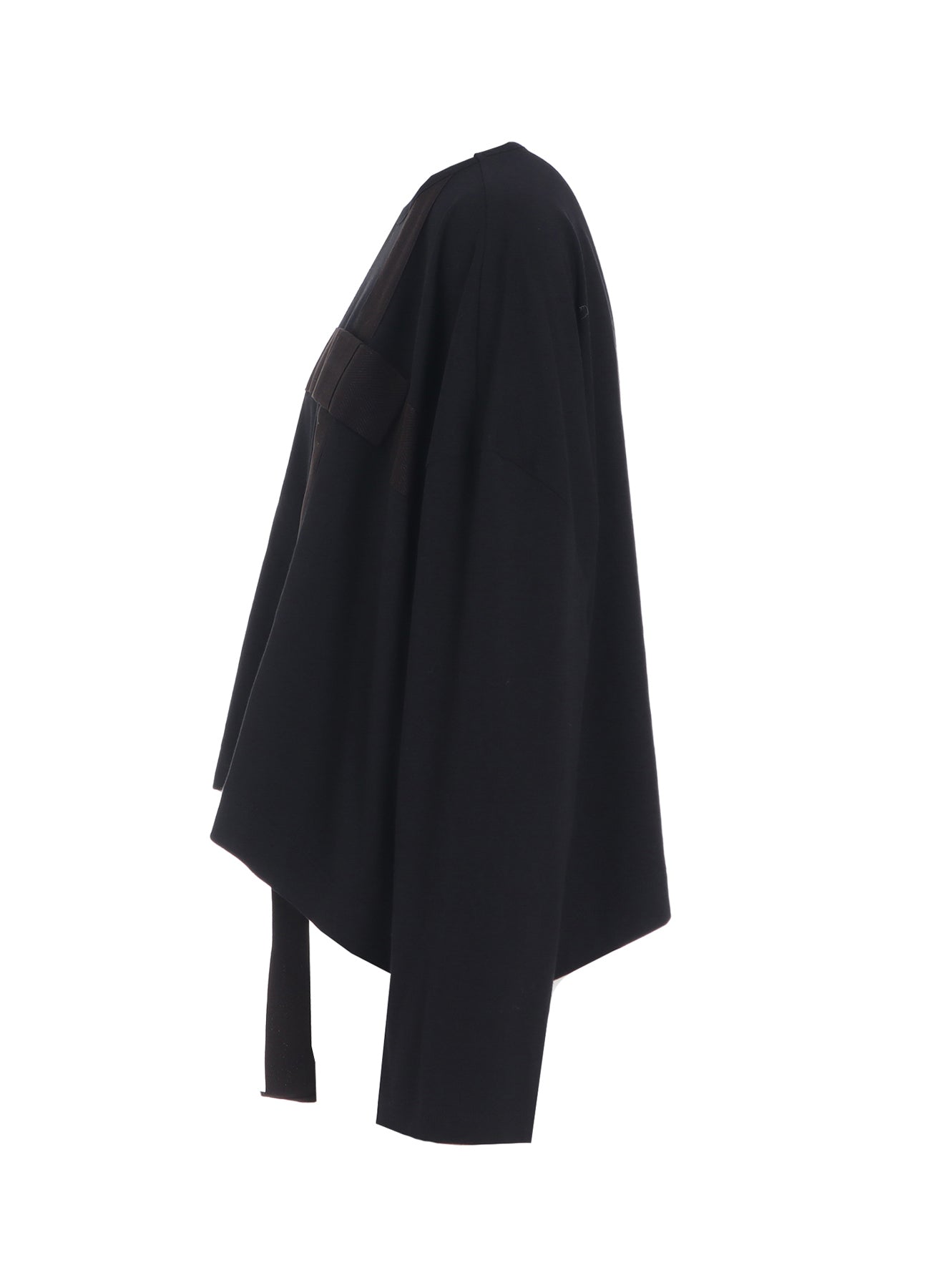 RIBBON TAPE DETAIL LONG-SLEEVE LONG T-SHIRT