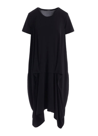 HIGH TWIST SMOOTH RAYON SHORT SLEEVE TUCK DRESS