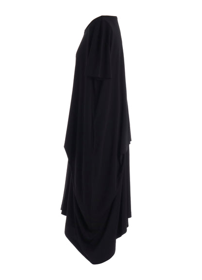 HIGH TWIST SMOOTH RAYON SHORT SLEEVE TUCK DRESS