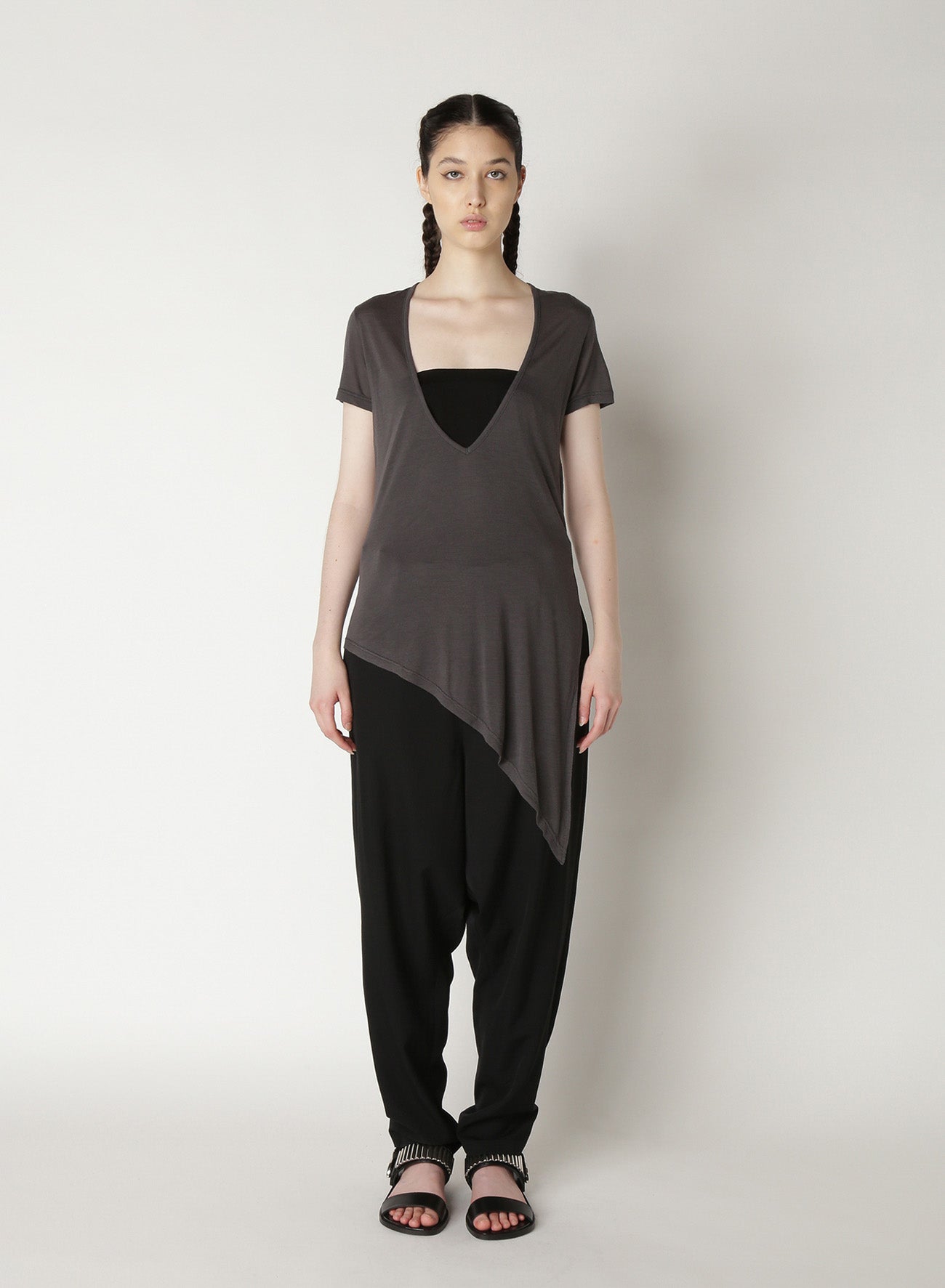 Ry/Si Plain Stitch V-Neck Asymmetry T