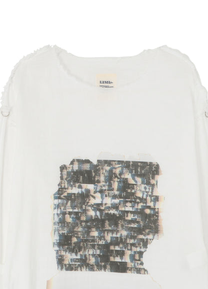 Archive Collage Print Long Gauze Shirt