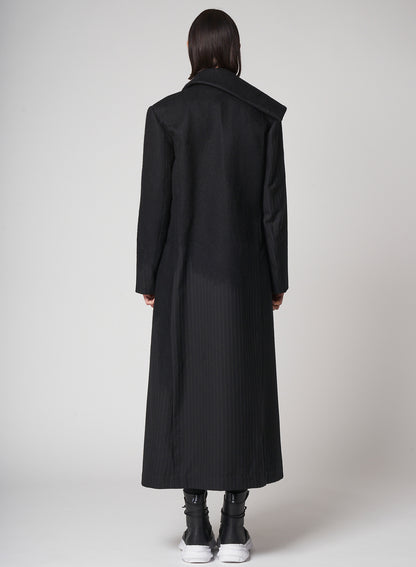 Needle Stripe Double Front Long Coat