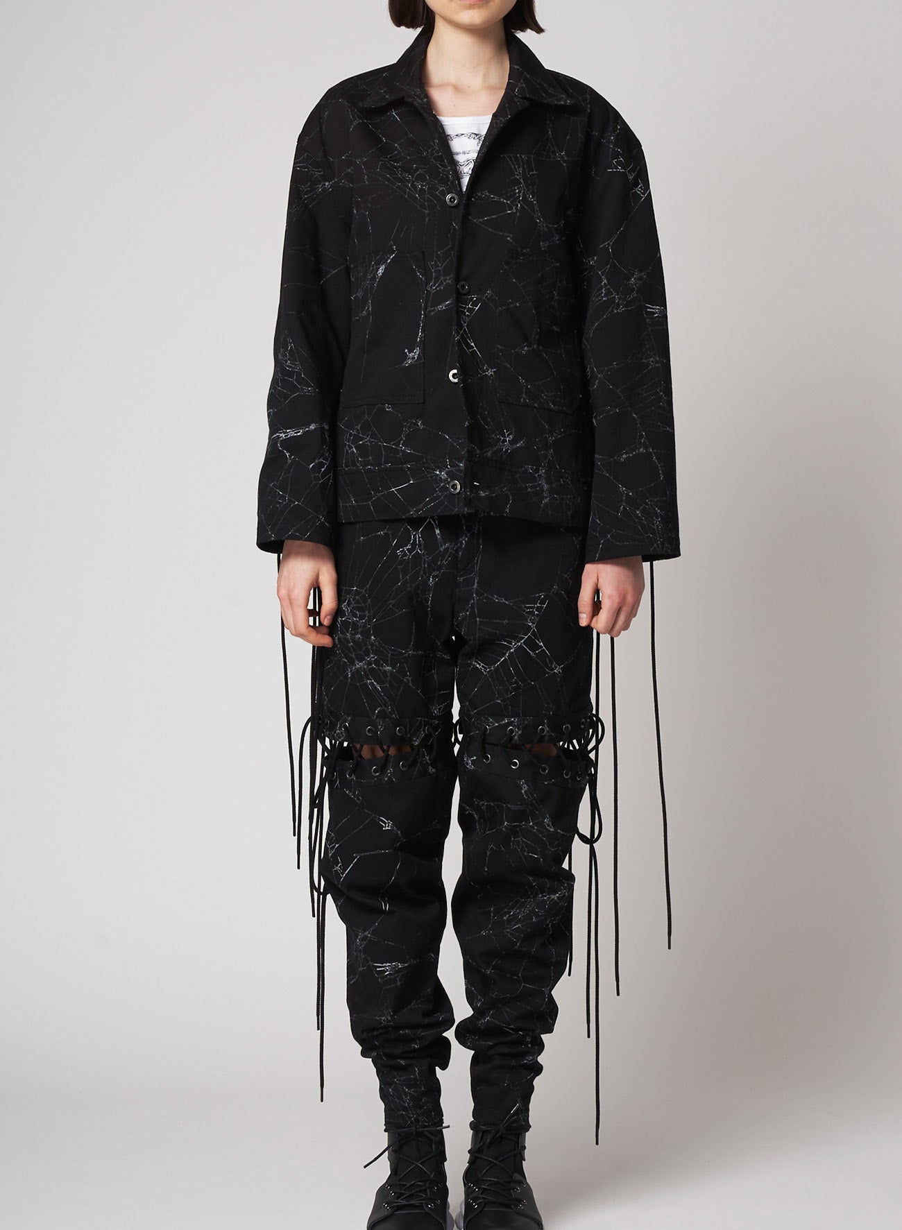 Spider Drill Back Lace Up Blouson