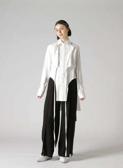 Ly/Cu Gabardine A Open Front Hem Wide Pants