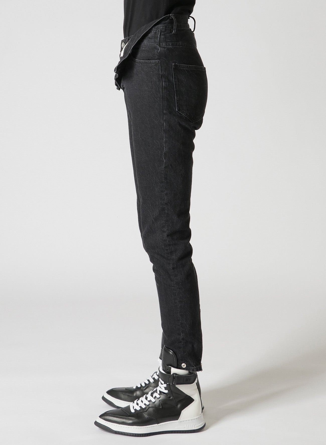 Black Denim Front Open Design Pants