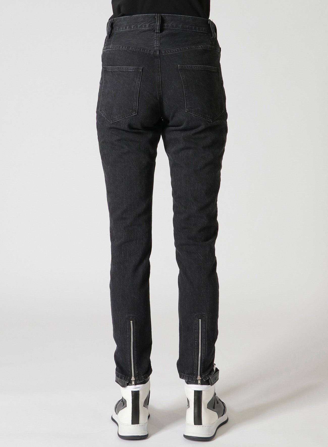 Black Denim Front Open Design Pants