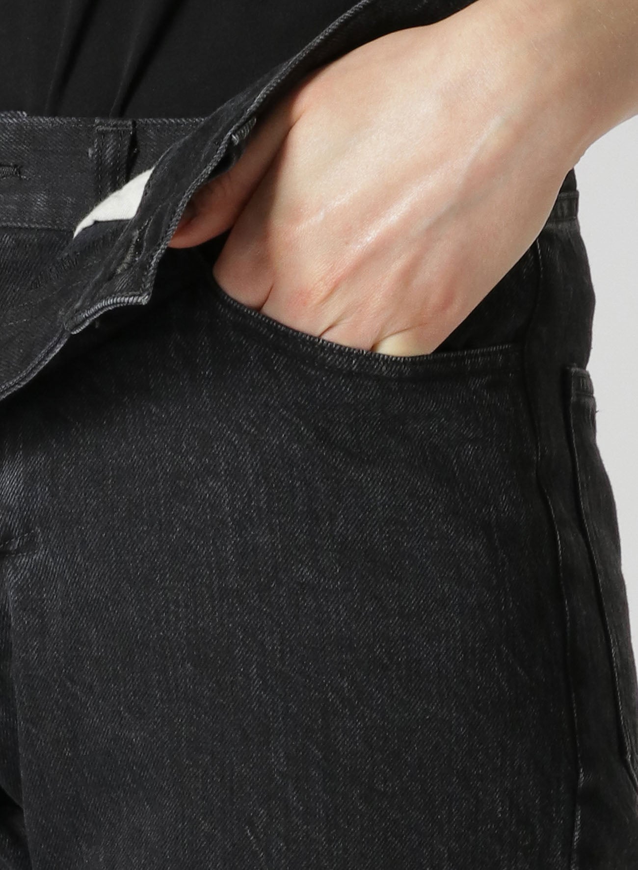 Black Denim Front Open Design Pants