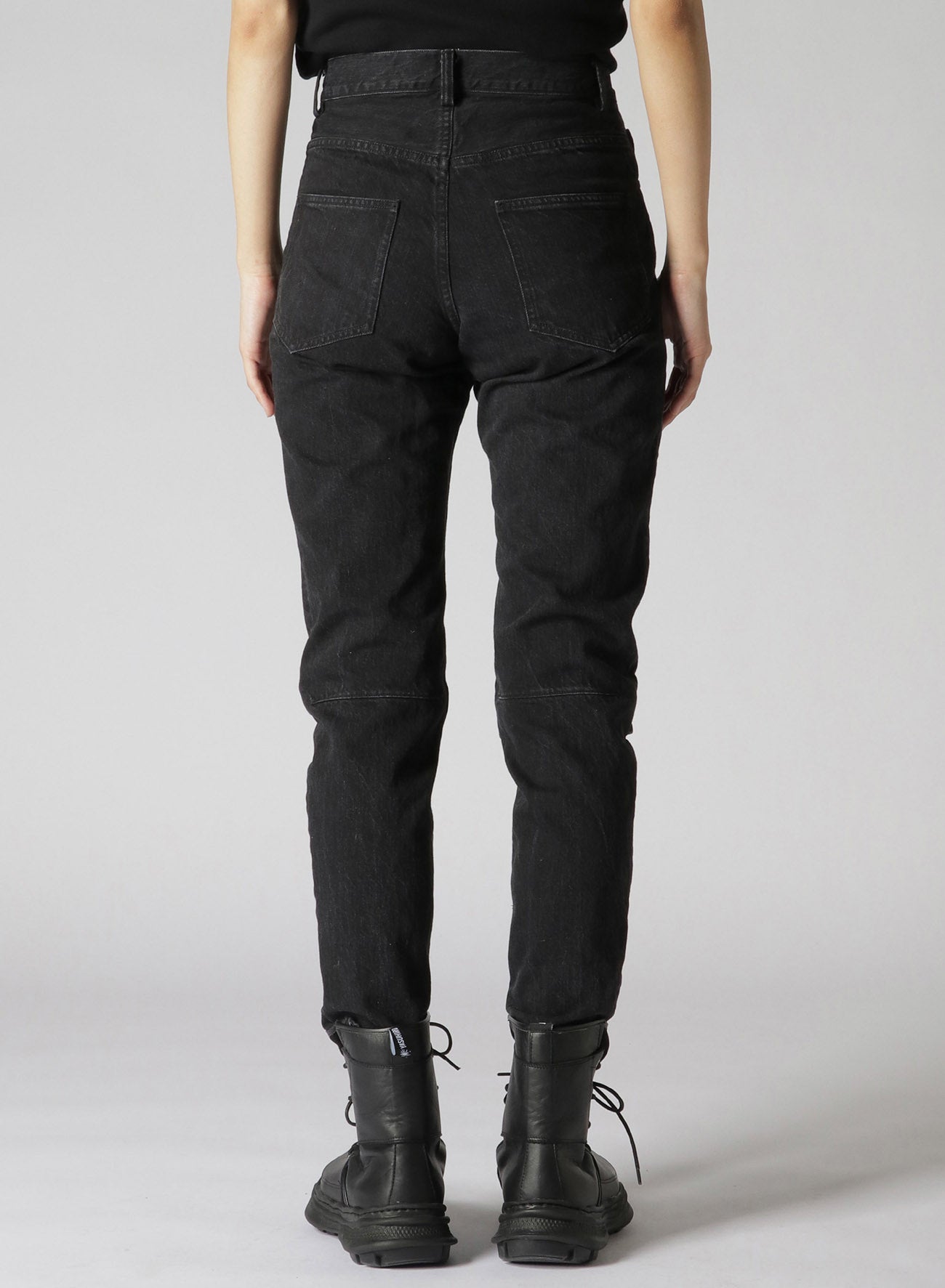 Black Denim Front Zip Pants