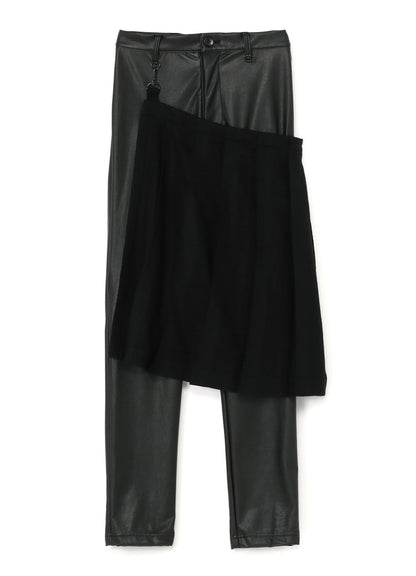 Synthetic Leather Pleats Combination Pants B