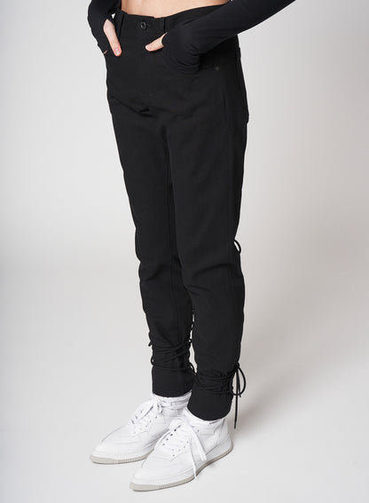 Black Denim Back Lace Up Pants