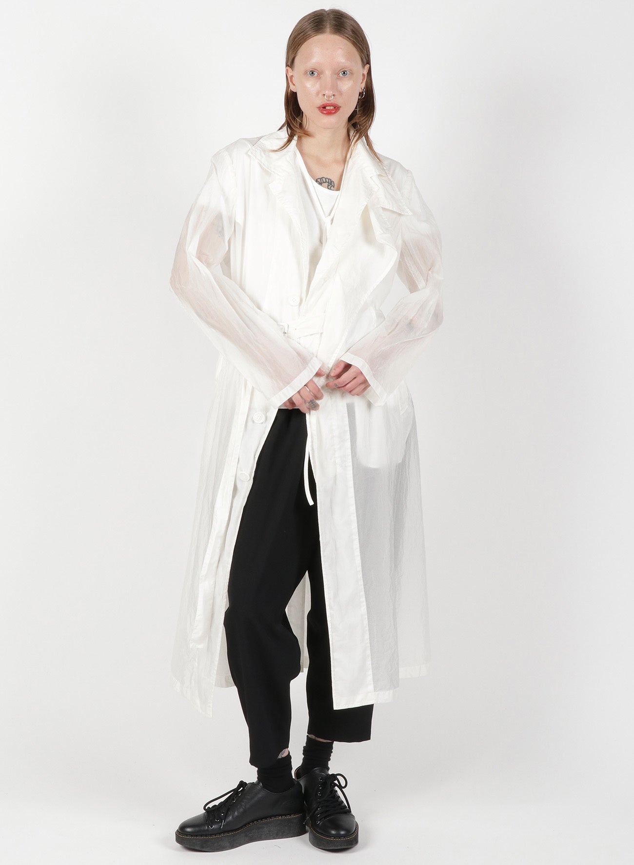 Light Taffeta Left Fly Front Coat