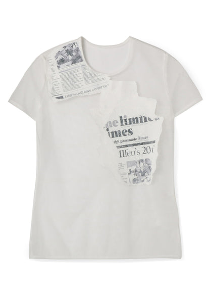 Newspaper Print Tight Short Sleeve T