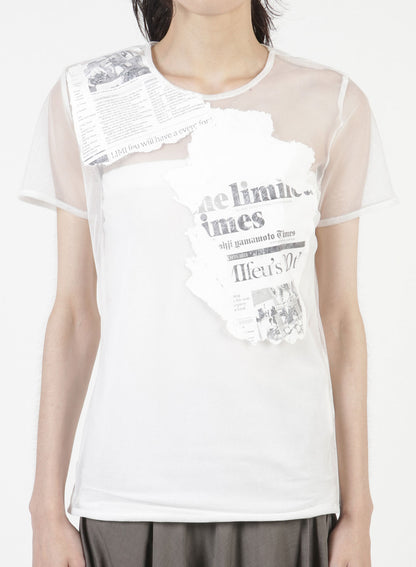 Newspaper Print Tight Short Sleeve T