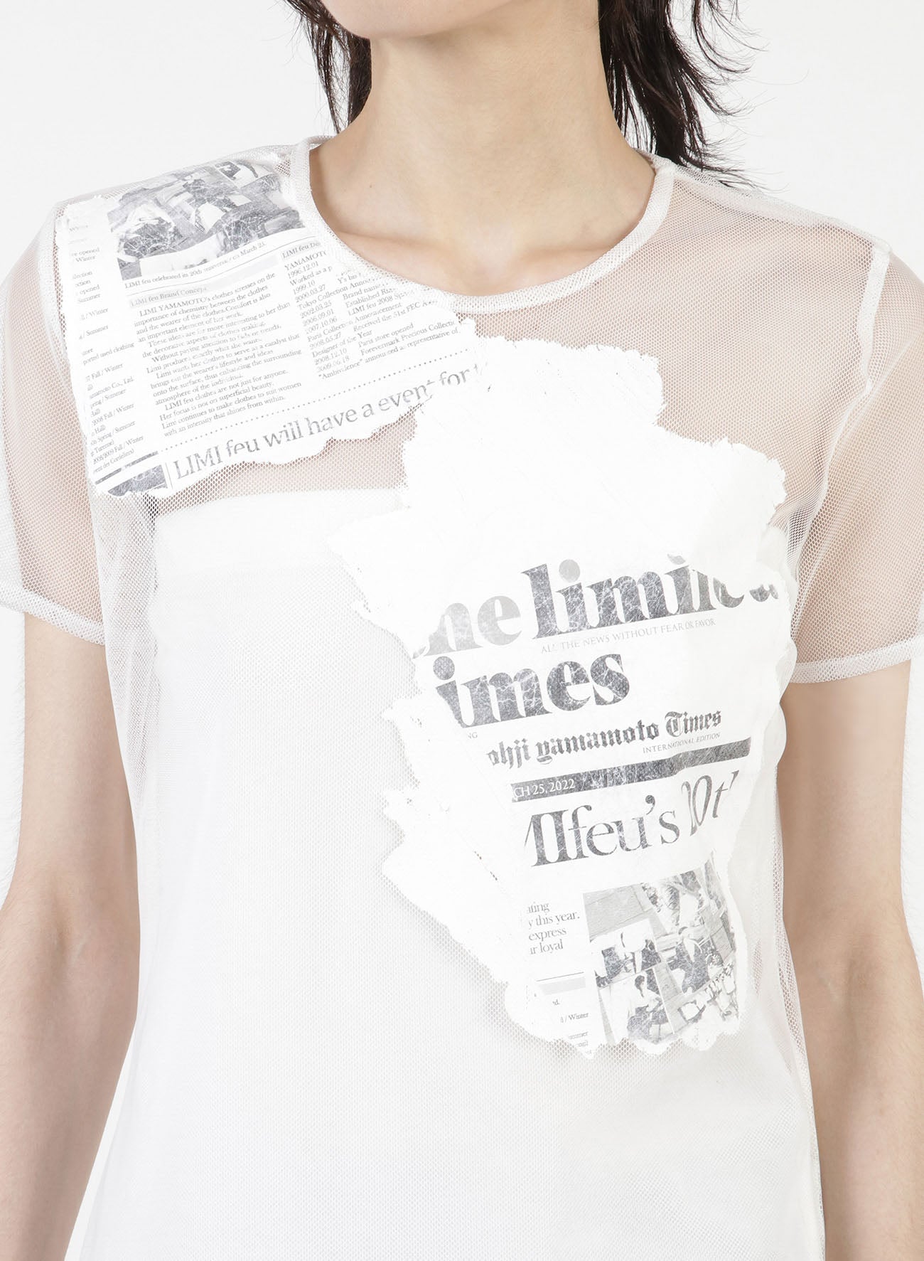 Newspaper Print Tight Short Sleeve T