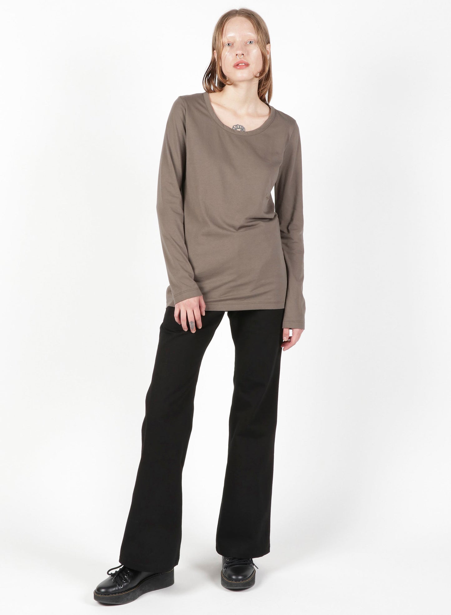 Cotton Colour Plain Stitch Basic Long Sleeve T