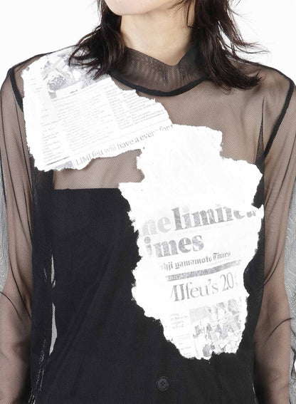 Newspaper Print High Neck T