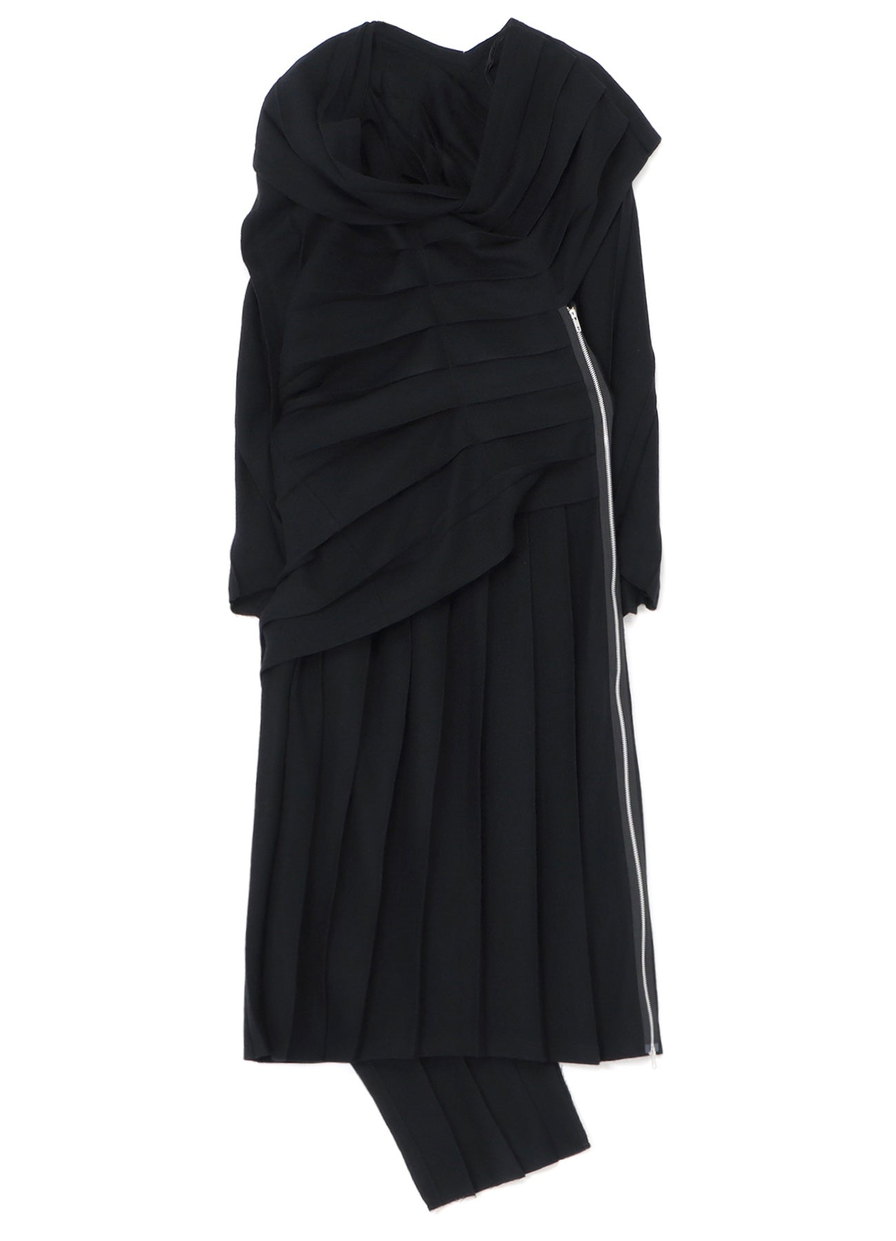 LOW TWIST SERGE DRESS WITH TWISTED PLEATS