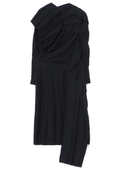 LOW TWIST SERGE DRESS WITH TWISTED PLEATS