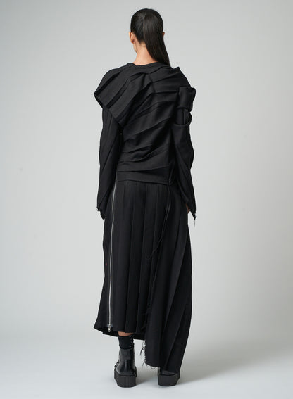 LOW TWIST SERGE DRESS WITH TWISTED PLEATS