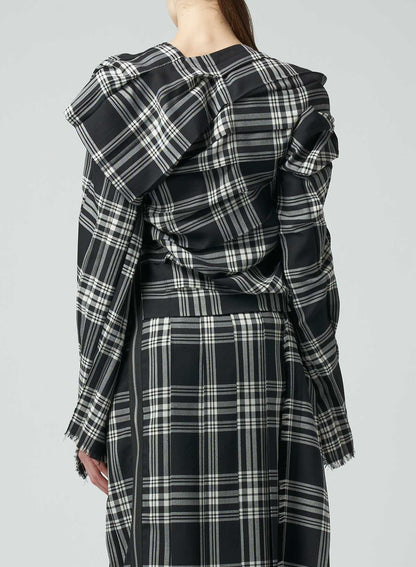 PLAID DRESS WITH TWISTED PLEATS