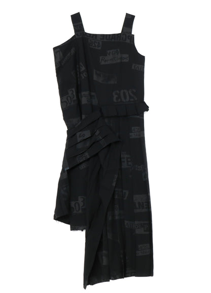 PRINTED SERGE DRESS WITH PLEATED SKIRT