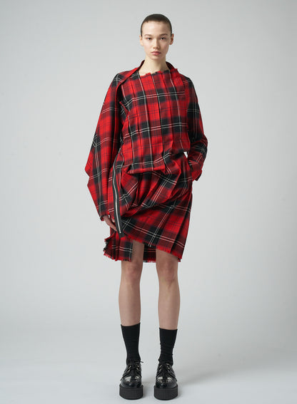 WOOL PLAID PLEATED DRESS