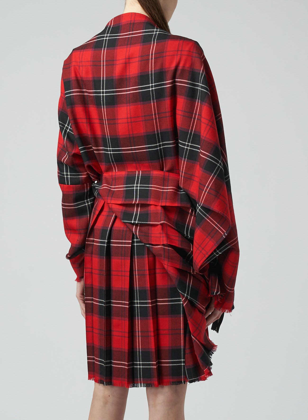 WOOL PLAID PLEATED DRESS