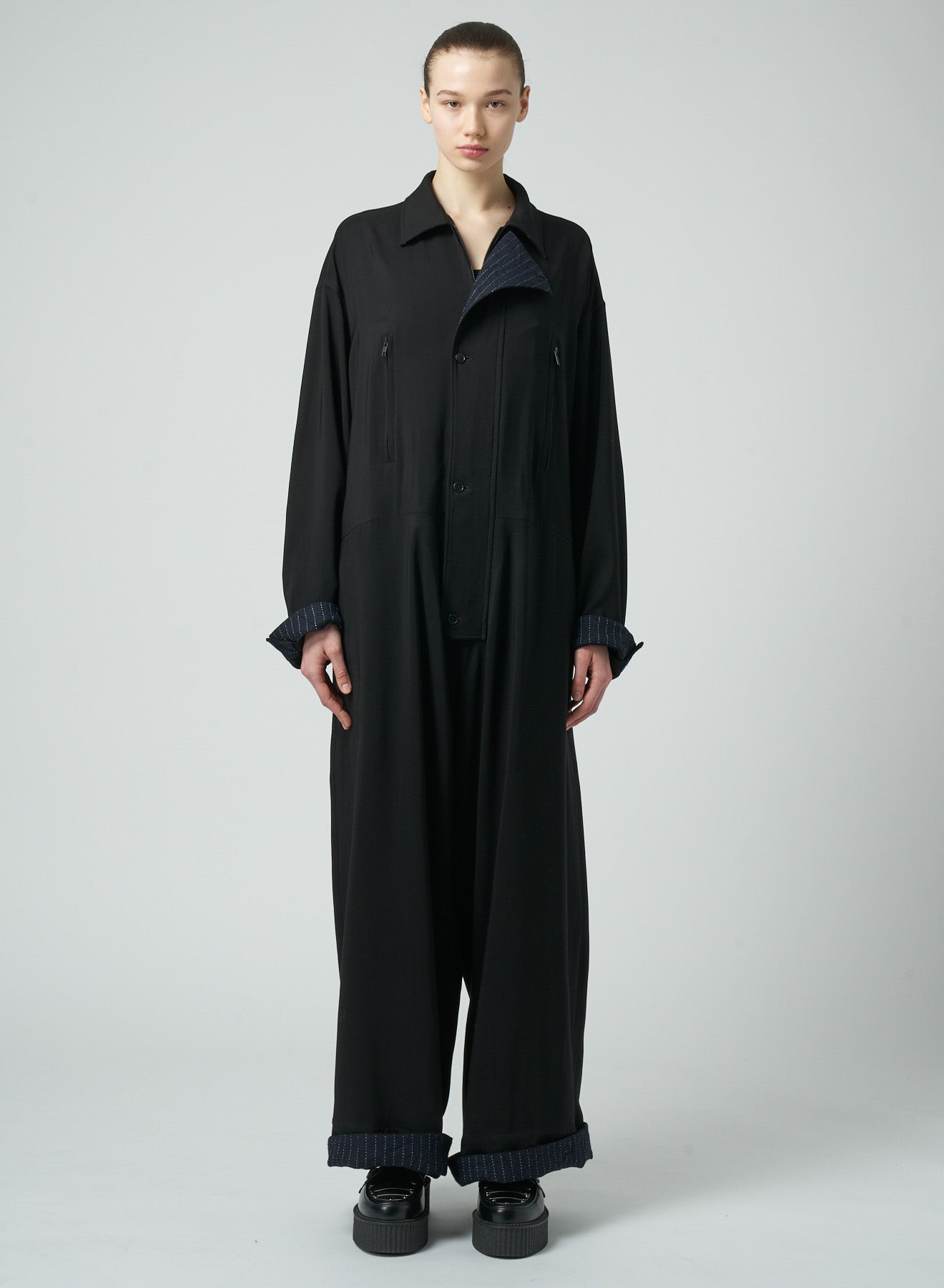 RAYON/WOOL GABARDINE JUMPSUIT