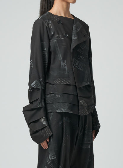 JACKET WITH PLEATED HEM/SLEEVE DETAILS